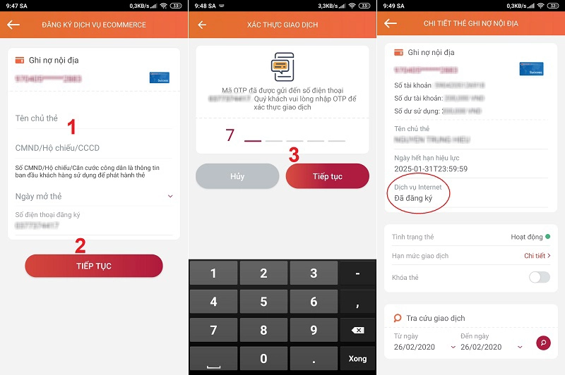 Đăng ký dịch vụ Ecommerce Agribk qua E-mobile Banking